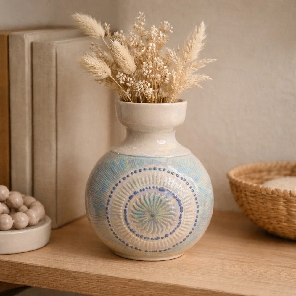 Vintage Iridescent‎ Studio Pottery Vase Handcrafted Art Ceramic 6